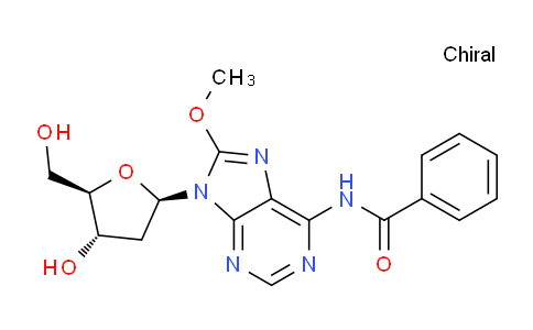 CAS No. 139639-83-1, N-(9-((2R,4S,5R)-4-Hydroxy-5-(hydroxymethyl)tetrahydrofuran-2-yl)-8-methoxy-9H-purin-6-yl)benzamide