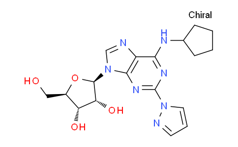 CAS No. 915097-77-7, (2R,3R,4S,5R)-2-(6-(Cyclopentylamino)-2-(1H-pyrazol-1-yl)-9H-purin-9-yl)-5-(hydroxymethyl)tetrahydrofuran-3,4-diol