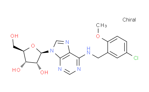 CAS No. 34349-36-5, (2R,3R,4S,5R)-2-(6-((5-Chloro-2-methoxybenzyl)amino)-9H-purin-9-yl)-5-(hydroxymethyl)tetrahydrofuran-3,4-diol