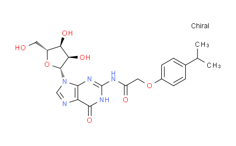 CAS No. 937205-20-4, N-(9-((2R,3R,4S,5R)-3,4-Dihydroxy-5-(hydroxymethyl)tetrahydrofuran-2-yl)-6-oxo-6,9-dihydro-1H-purin-2-yl)-2-(4-isopropylphenoxy)acetamide