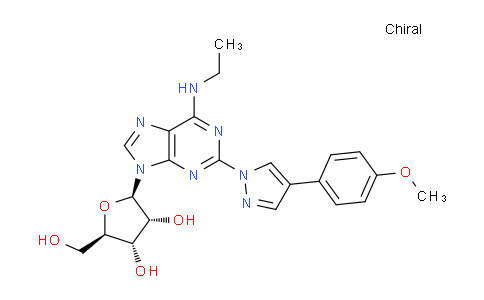 CAS No. 765299-59-0, (2R,3R,4S,5R)-2-(6-(Ethylamino)-2-(4-(4-methoxyphenyl)-1H-pyrazol-1-yl)-9H-purin-9-yl)-5-(hydroxymethyl)tetrahydrofuran-3,4-diol