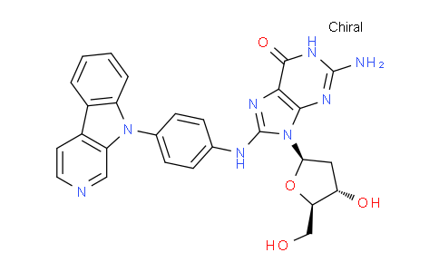 CAS No. 478015-68-8, 8-((4-(9H-Pyrido[3,4-b]indol-9-yl)phenyl)amino)-2-amino-9-((2R,4S,5R)-4-hydroxy-5-(hydroxymethyl)tetrahydrofuran-2-yl)-1H-purin-6(9H)-one