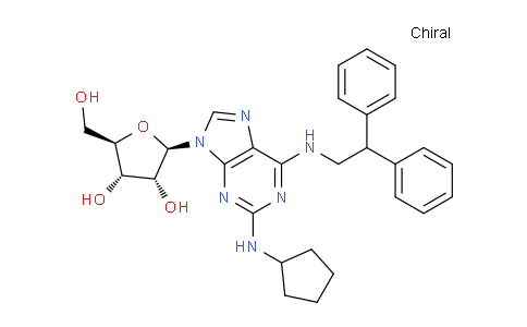 CAS No. 266688-90-8, (2R,3R,4S,5R)-2-(2-(Cyclopentylamino)-6-((2,2-diphenylethyl)amino)-9H-purin-9-yl)-5-(hydroxymethyl)tetrahydrofuran-3,4-diol