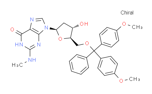 CAS No. 869354-96-1, 9-((2R,4S,5R)-5-((Bis(4-methoxyphenyl)(phenyl)methoxy)methyl)-4-hydroxytetrahydrofuran-2-yl)-2-(methylamino)-1H-purin-6(9H)-one