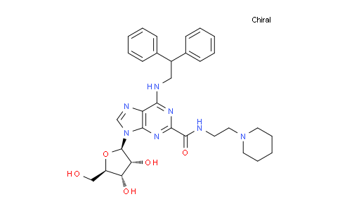 CAS No. 313344-83-1, 9-((2R,3R,4S,5R)-3,4-Dihydroxy-5-(hydroxymethyl)tetrahydrofuran-2-yl)-6-((2,2-diphenylethyl)amino)-N-(2-(piperidin-1-yl)ethyl)-9H-purine-2-carboxamide