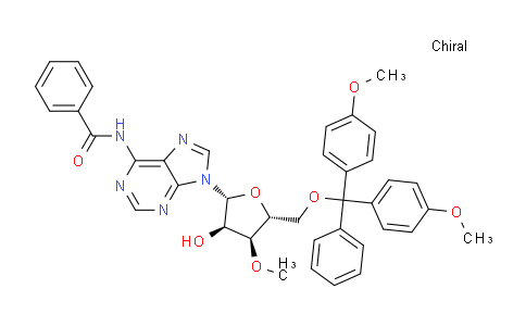 CAS No. 127212-38-8, N-(9-((2R,3R,4S,5R)-5-((Bis(4-methoxyphenyl)(phenyl)methoxy)methyl)-3-hydroxy-4-methoxytetrahydrofuran-2-yl)-9H-purin-6-yl)benzamide