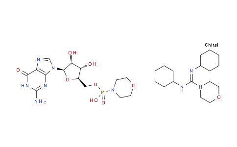 CAS No. 7361-07-1, N,N'-Dicyclohexylmorpholine-4-carboximidamide ((2R,3S,4R,5R)-5-(2-amino-6-oxo-1H-purin-9(6H)-yl)-3,4-dihydroxytetrahydrofuran-2-yl)methyl morpholinophosphonate
