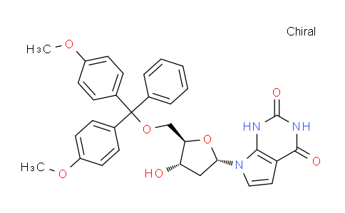CAS No. 869355-16-8, 7-((2S,4S,5R)-5-((Bis(4-methoxyphenyl)(phenyl)methoxy)methyl)-4-hydroxytetrahydrofuran-2-yl)-1H-pyrrolo[2,3-d]pyrimidine-2,4(3H,7H)-dione