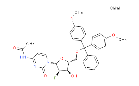 CAS No. 159414-98-9, N-(1-((2R,3R,4R,5R)-5-((Bis(4-methoxyphenyl)(phenyl)methoxy)methyl)-3-fluoro-4-hydroxytetrahydrofuran-2-yl)-2-oxo-1,2-dihydropyrimidin-4-yl)acetamide