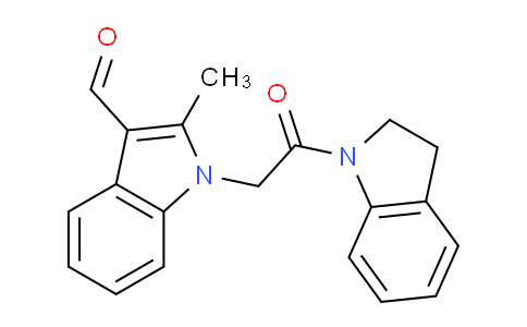 CAS No. 433963-38-3, 1-(2-(Indolin-1-yl)-2-oxoethyl)-2-methyl-1H-indole-3-carbaldehyde