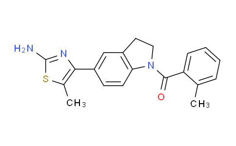 CAS No. 878704-24-6, (5-(2-Amino-5-methylthiazol-4-yl)indolin-1-yl)(o-tolyl)methanone