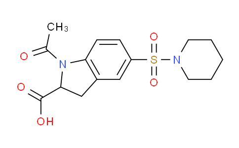 CAS No. 1086652-58-5, 1-Acetyl-5-(piperidin-1-ylsulfonyl)indoline-2-carboxylic acid