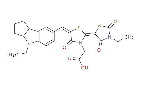 CAS No. 1233238-87-3, 5-[(4-Ethyl-1,2,3,3a,4,8b-hexahydrocyclopent[b]indol-7- yl)methylene]-2-(3-ethyl-4-oxo-2-thioxo-5- thiazolidinylidene)-4-oxo-3-thiazolidineacetic acid