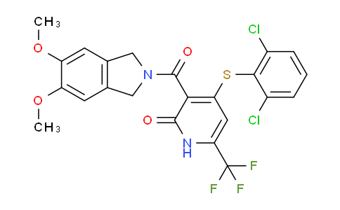 CAS No. 2438637-61-5, 4-((2,6-Dichlorophenyl)thio)-3-(5,6-dimethoxy- isoindoline-2-carbonyl)-6-(trifluoromethyl)pyridin- 2(1H)-one