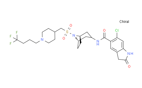 CAS No. 1808011-22-4, 6-chloro-2-oxo-N-[(1S,5R)-8-[[1-(4,4,4-trifluorobutyl)piperidin-4-yl]methylsulfonyl]-8-azabicyclo[3.2.1]octan-3-yl]-1,3-dihydroindole-5-carboxamide