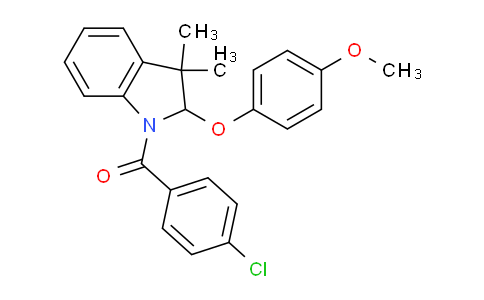 CAS No. 1174372-97-4, (4-chlorophenyl)(2-(4-methoxyphenoxy)-3,3-dimethylindolin-1-yl)methanone