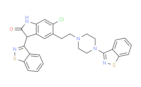 CAS No. 1159977-04-4, 3-(benzo[d]isothiazol-3-yl)-5-(2-(4-(benzo[d]isothiazol-3-yl)piperazin-1-yl)ethyl)-6-chloroindolin-2-one