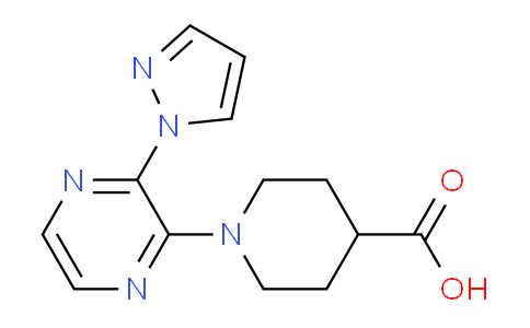 CAS No. 1707372-96-0, 1-(3-(1H-Pyrazol-1-yl)pyrazin-2-yl)piperidine-4-carboxylic acid