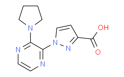 CAS No. 1707594-91-9, 1-(3-(Pyrrolidin-1-yl)pyrazin-2-yl)-1H-pyrazole-3-carboxylic acid