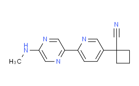 CAS No. 1369513-82-5, 1-(6-(5-(Methylamino)pyrazin-2-yl)pyridin-3-yl)cyclobutanecarbonitrile