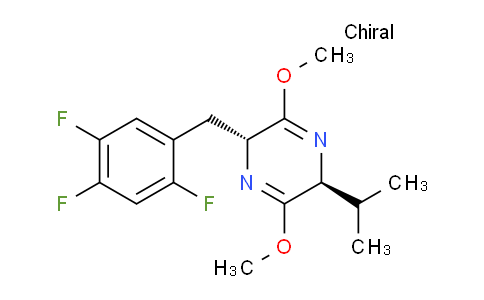 CAS No. 486460-07-5, Pyrazine, 2,5-dihydro-3,6-dimethoxy-2-(1-methylethyl)-5-[(2,4,5-trifluorophenyl)methyl]-, (2S,5R)-