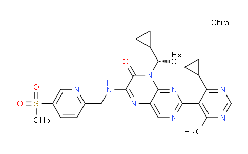 CAS No. 1817773-66-2, (S)-2-(4-cyclopropyl-6-methylpyrimidin-5-yl)-8-(1-cyclopropylethyl)-6-(((5-(methylsulfonyl)pyridin-2-yl)methyl)amino)pteridin-7(8H)-one