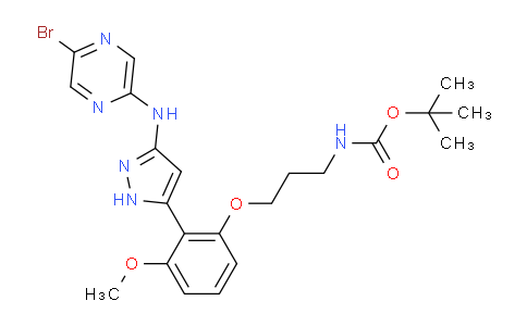 CAS No. 1234015-65-6, tert-butyl N-[3-(2-{3-[(5-bromopyrazin-2-yl)amino]-1H-pyrazol-5-yl}-3-methoxyphenoxy)propyl]carbamate