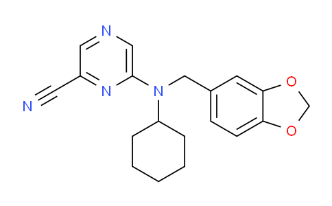 CAS No. 1392426-78-6, 6-((benzo[d][1,3]dioxol-5-ylmethyl)(cyclohexyl)amino)pyrazine-2-carbonitrile