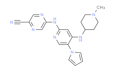 CAS No. 1137476-66-4, 5-((4-((1-methylpiperidin-4-yl)amino)-5-(1H-pyrrol-1-yl)pyridin-2-yl)amino)pyrazine-2-carbonitrile