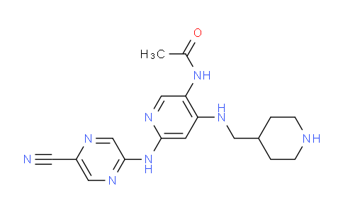 CAS No. 1137475-85-4, N-(6-((5-cyanopyrazin-2-yl)amino)-4-((piperidin-4-ylmethyl)amino)pyridin-3-yl)acetamide