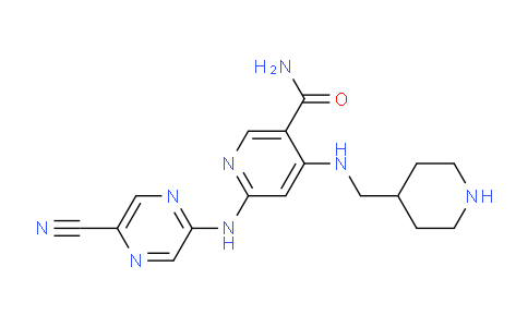 CAS No. 1137477-34-9, 6-((5-cyanopyrazin-2-yl)amino)-4-((piperidin-4-ylmethyl)amino)nicotinamide