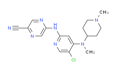 CAS No. 1137477-50-9, 5-((5-chloro-4-(methyl(1-methylpiperidin-4-yl)amino)pyridin-2-yl)amino)pyrazine-2-carbonitrile