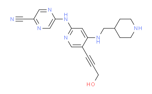 CAS No. 1137478-29-5, 5-((5-(3-hydroxyprop-1-yn-1-yl)-4-((piperidin-4-ylmethyl)amino)pyridin-2-yl)amino)pyrazine-2-carbonitrile