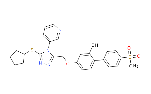 CAS No. 1418013-75-8, 3-(3-(Cyclopentylthio)-5-(((2-methyl-4'-(methylsulfonyl)-[1,1'-biphenyl]-4-yl)oxy)methyl)-4H-1,2,4-triazol-4-yl)pyridine