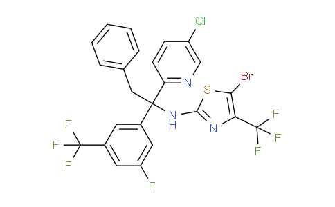 CAS No. 939038-64-9, 5-bromo-N-(1-(5-chloropyridin-2-yl)-1-(3-fluoro-5-(trifluoromethyl)phenyl)-2-phenylethyl)-4-(trifluoromethyl)thiazol-2-amine