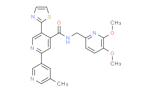 CAS No. 1224846-01-8, N-((5,6-dimethoxypyridin-2-yl)methyl)-5'-methyl-5-(thiazol-2-yl)-[2,3'-bipyridine]-4-carboxamide