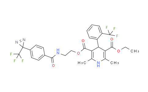 CAS No. 135330-18-6, 3-ethyl 5-(2-(4-(3-(trifluoromethyl)-3H-diazirin-3-yl)benzamido)ethyl) 2,6-dimethyl-4-(2-(trifluoromethyl)phenyl)-1,4-dihydropyridine-3,5-dicarboxylate
