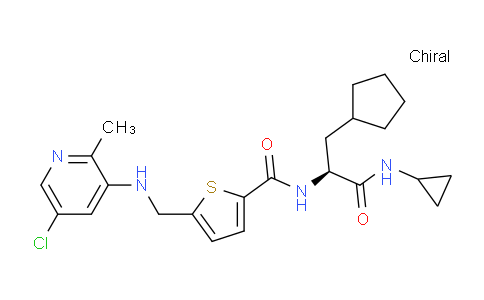 CAS No. 1404456-53-6, (S)-5-(((5-chloro-2-methylpyridin-3-yl)amino)methyl)-N-(3-cyclopentyl-1-(cyclopropylamino)-1-oxopropan-2-yl)thiophene-2-carboxamide