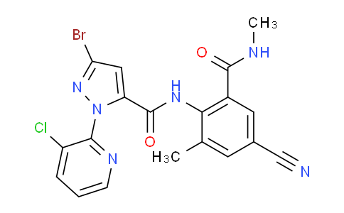 CAS No. 736994-63-1, 3-bromo-1-(3-chloropyridin-2-yl)-N-(4-cyano-2-methyl-6-(methylcarbamoyl)phenyl)-1H-pyrazole-5-carboxamide