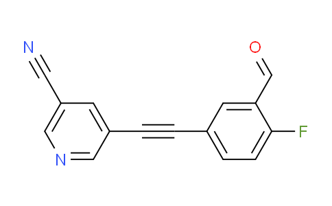 CAS No. 866683-74-1, 5-((4-fluoro-3-formylphenyl)ethynyl)nicotinonitrile