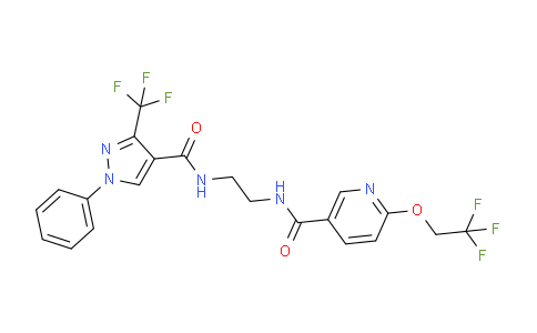 CAS No. 1003576-00-8, N-(2-(1-phenyl-3-(trifluoromethyl)-1H-pyrazole-4-carboxamido)ethyl)-6-(2,2,2-trifluoroethoxy)nicotinamide
