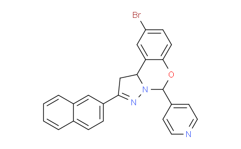 CAS No. 303059-90-7, 9-Bromo-2-(naphthalen-2-yl)-5-(pyridin-4-yl)-5,10b-dihydro-1H-benzo[e]pyrazolo[1,5-c][1,3]oxazine