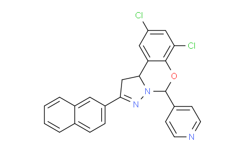 CAS No. 303059-93-0, 7,9-Dichloro-2-(naphthalen-2-yl)-5-(pyridin-4-yl)-5,10b-dihydro-1H-benzo[e]pyrazolo[1,5-c][1,3]oxazine