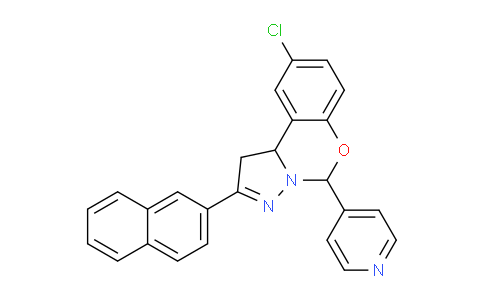 CAS No. 303059-92-9, 9-Chloro-2-(naphthalen-2-yl)-5-(pyridin-4-yl)-5,10b-dihydro-1H-benzo[e]pyrazolo[1,5-c][1,3]oxazine