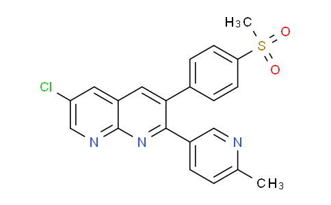 CAS No. 646459-41-8, 6-Chloro-2-(6-methylpyridin-3-yl)-3-(4-(methylsulfonyl)phenyl)-1,8-naphthyridine