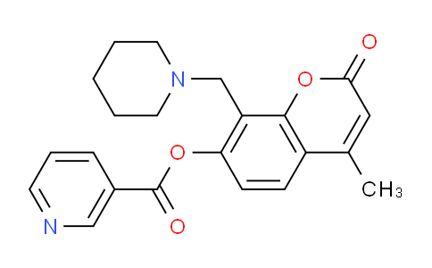 CAS No. 10550-20-6, 4-Methyl-2-oxo-8-(piperidin-1-ylmethyl)-2H-chromen-7-yl nicotinate