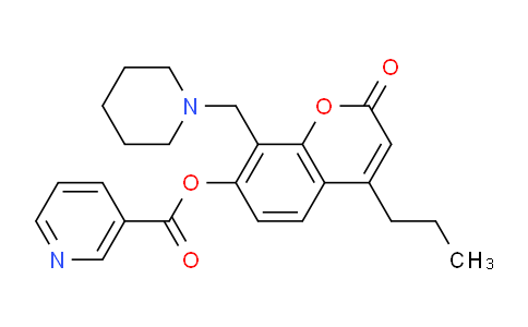 CAS No. 10550-24-0, 2-Oxo-8-(piperidin-1-ylmethyl)-4-propyl-2H-chromen-7-yl nicotinate