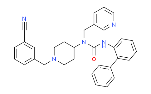 CAS No. 909664-41-1, 1-{1-[(3-Cyanophenyl)methyl]piperidin-4-yl}-3-(2-phenylphenyl)-1-(pyridin-3-ylmethyl)urea