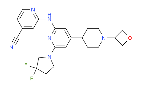 CAS No. 1496581-76-0, 2-[[6-(3,3-Difluoro-1-pyrrolidinyl)-4-[1-(3-oxetanyl)-4-piperidinyl]-2-pyridinyl]amino]-4-pyridinecarbonitrile