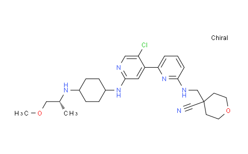 CAS No. 1263373-43-8, 4-[[[6-[5-Chloro-2-[[4-[[(2R)-1-methoxypropan-2- yl]amino]cyclohexyl]amino]pyridin-4-yl]pyridin-2- yl]amino]methyl]oxane-4-carbonitrile